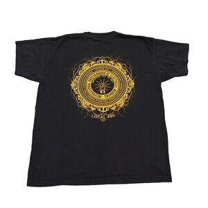 IBEW Local 490 NECA‎ Union Line Pocket T Shirt L Black Gold Print Made USA
